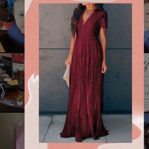 Lace Maxi Dress, high back.